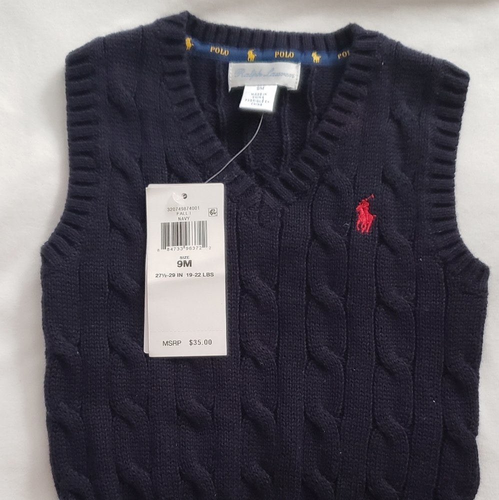 Baby Polo Ralph Lauren Navy Blue Vest 9Months